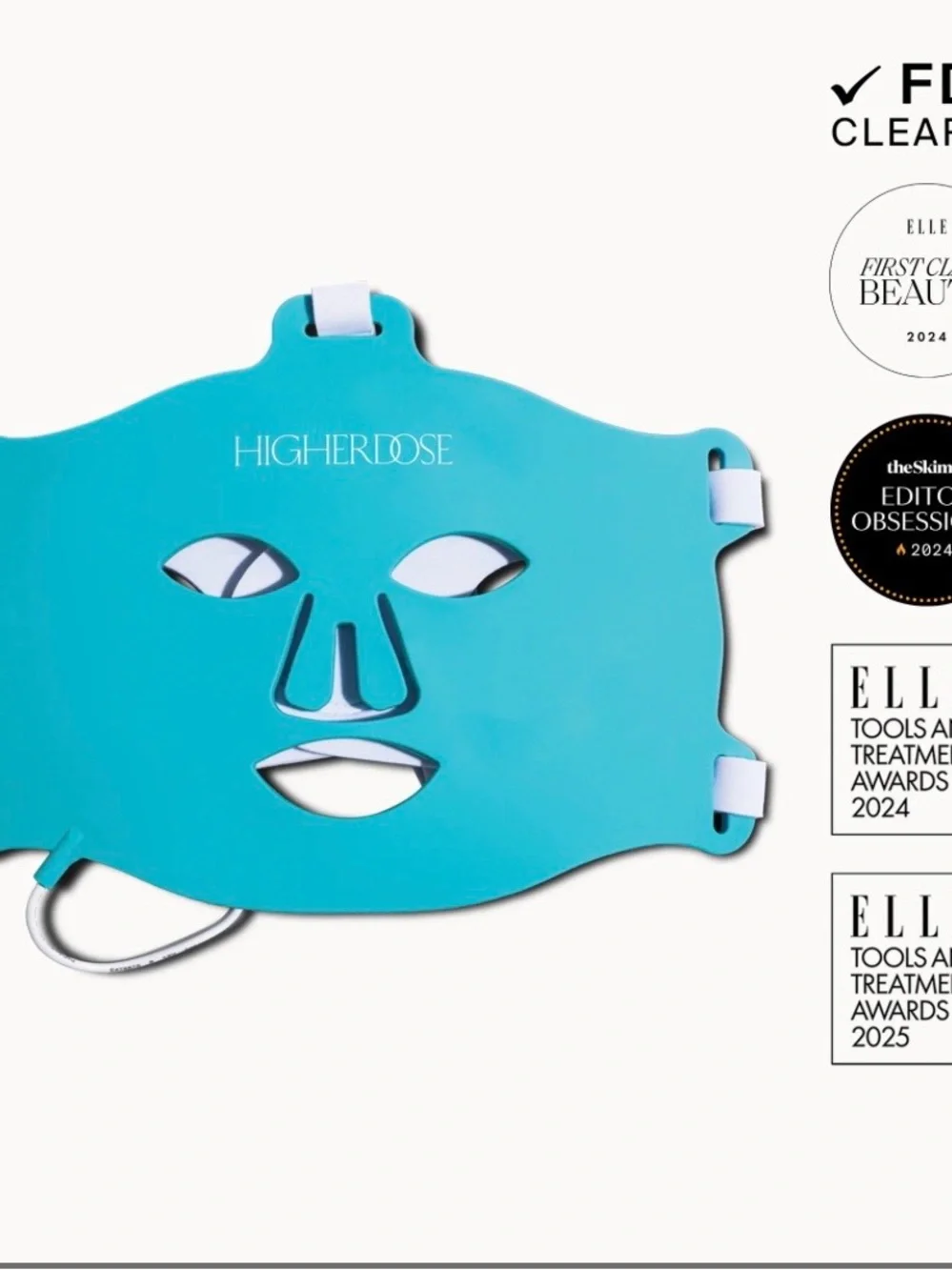 HigherDose Blue LED Facial Mask - Rejuvenating Light Therapy